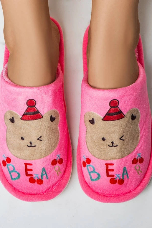 Chaussons Ours doux rose foncé