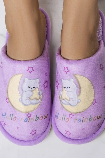Chaussons violets doux avec lune arc-en-ciel 2