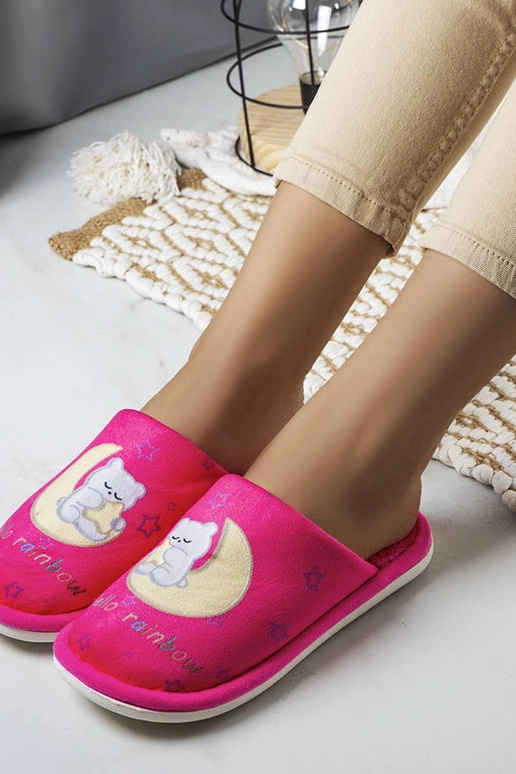 Chaussons arc-en-ciel doux rose fluo