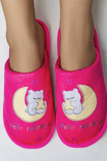 Neon Pink Soft Rainbow Moon Hjemmesko 2