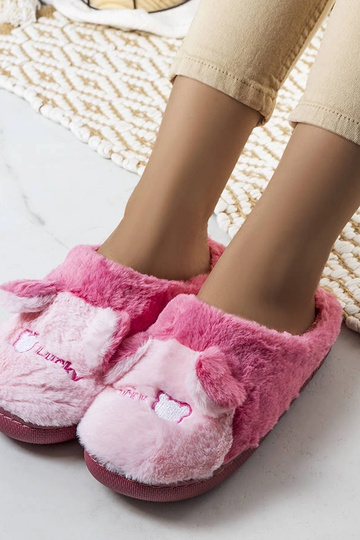Mørkelyserøde bløde hjemmesko Lucky Teddy 2