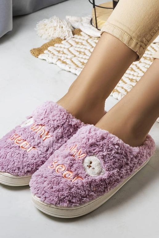 Chaussons doux violets Pourquoi Bear