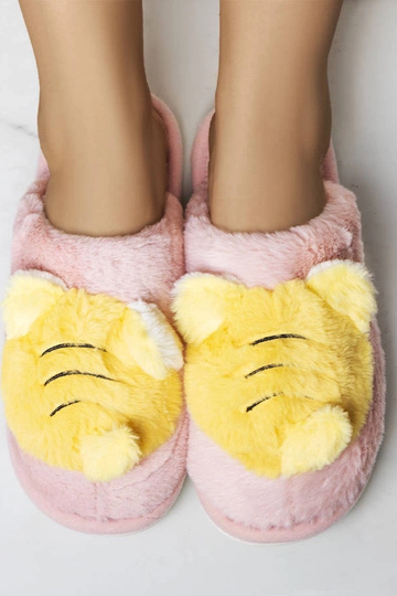Chaussons doux abeille rose et jaune 2