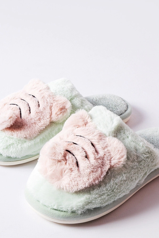 Chaussons souples vert abeille et rose