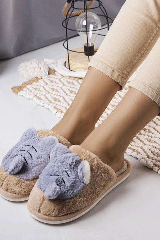 Chaussons Abeille souples beiges et gris