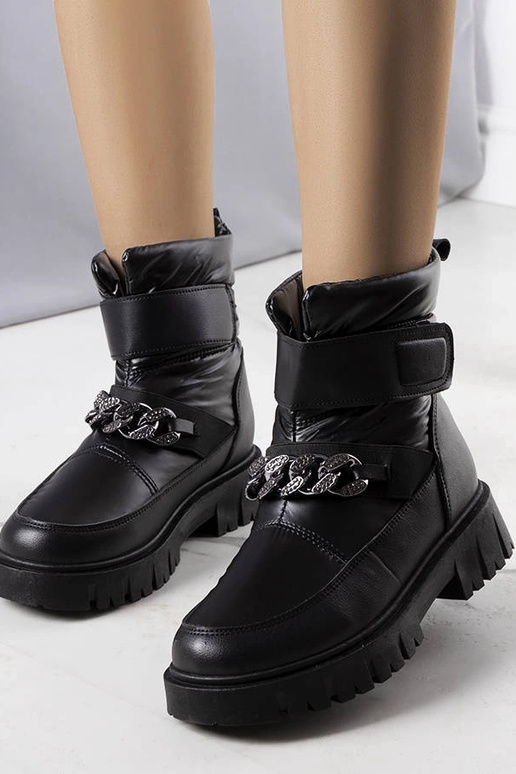 Bottes d'hiver noires avec chaîne, «...