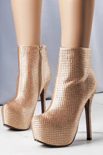 Goldene Stiefeletten „Tatiana“ mit hohem Absatz