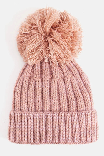 Bonnet à pompon rose Karloti