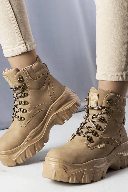 Zandkleurige wandelschoenen, „Big...