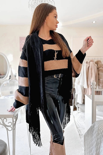 Châle à franges noires June