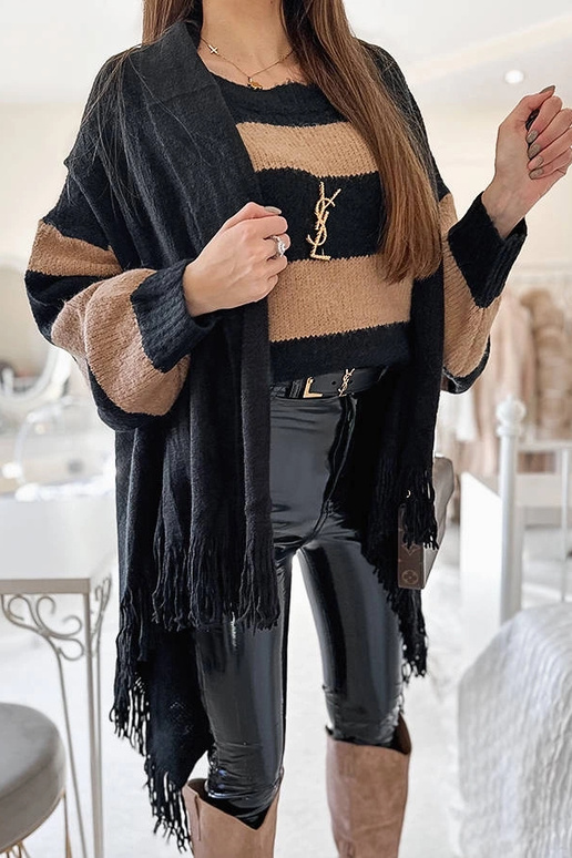 Schwarzer Fransenschal June