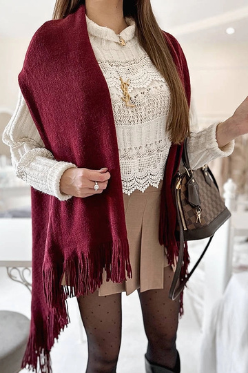 Burgunderroter Fransenschal...
