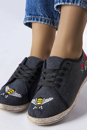 Espadrilles noires pailletées Malia 2