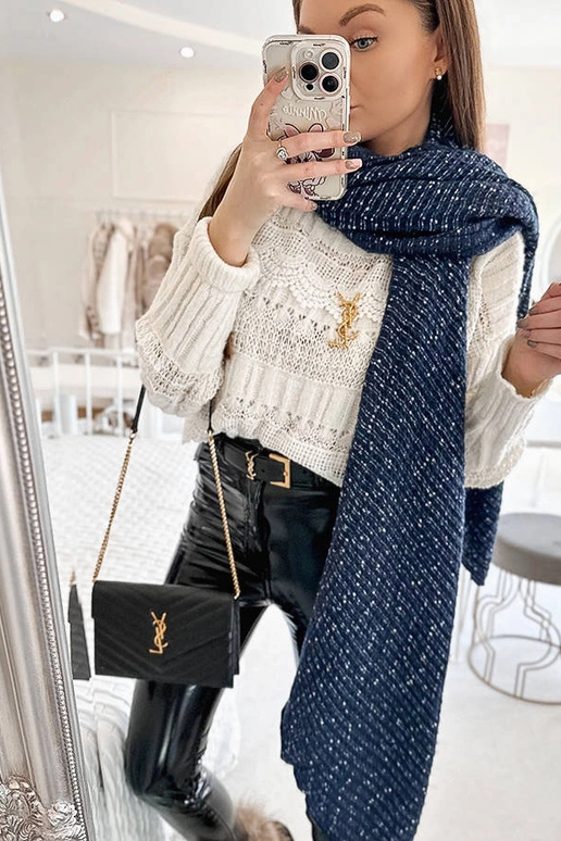 Foulard Khalil bleu marine à pois Foulard Khalil bleu marine à pois