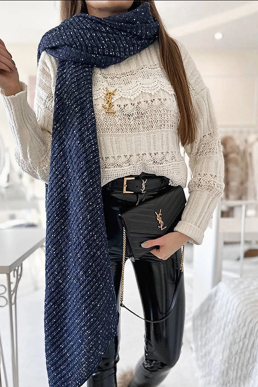 Foulard Khalil bleu marine à pois Foulard Khalil bleu marine à pois