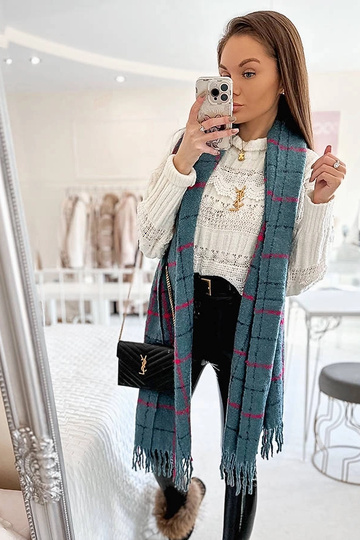 Rachael blå plaid tørklæde