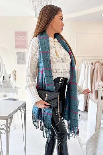 Rachael blå plaid tørklæde 2