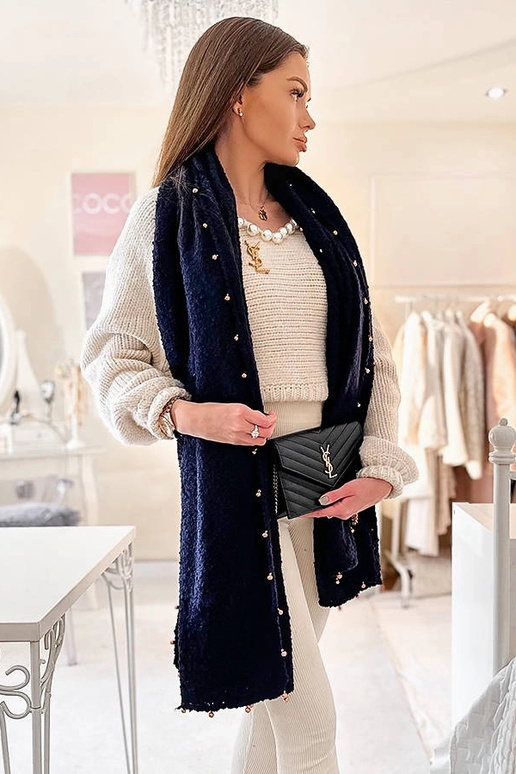 Marineblåt sjal med guldperler Yvonne Marineblåt sjal med guldperler Yvonne