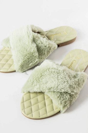 Grüne Flip-Flops mit Fell... 2