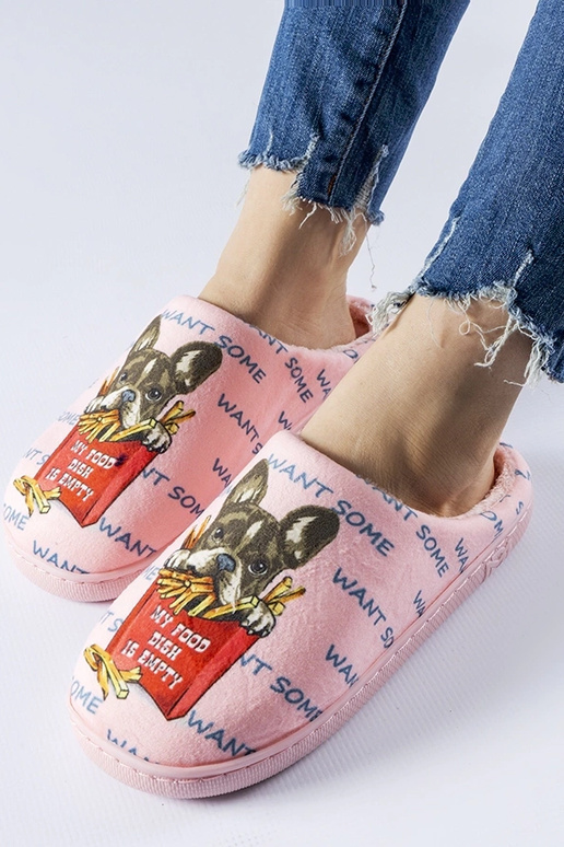 Chaussons roses doux French Fries