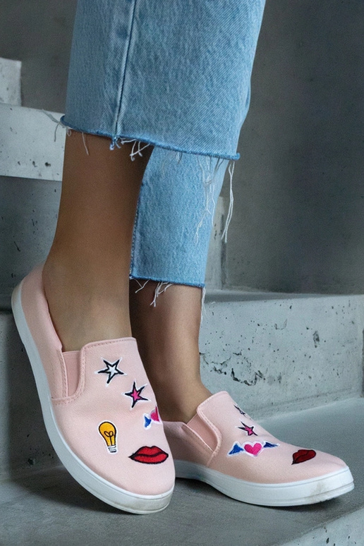 Rosa Stoff-Sneaker mit Anais-Patches Rosa Stoff-Sneaker mit Anais-Patches