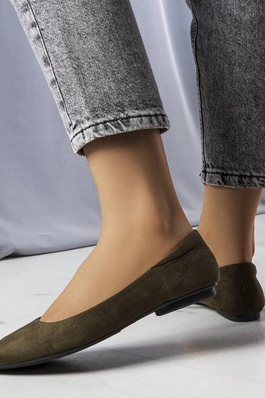 Jules grüne Kunstvelours-Balletschuhe