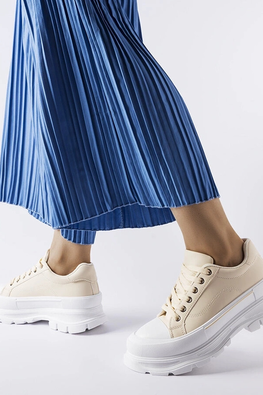 Beige Sneakers mit hohem Plateau Kari Beige Sneakers mit hohem Plateau Kari