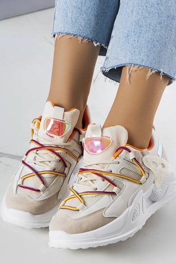 Beige Sneaker aus Materialmix „Traci“ 2
