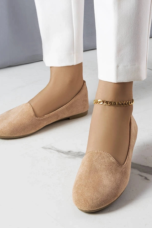 Sandfarbene Kunstvelours-Balletschuhe...