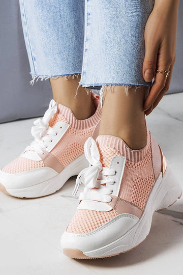 Anns pink wedge sneakers