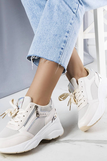 Stacey beige wedge sneakers