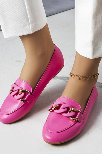 Mocassins à chaîne rose Mamie