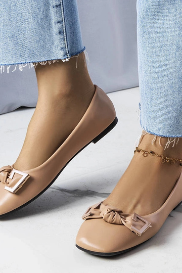 Beige Ballerinas mit Schleife Tabitha