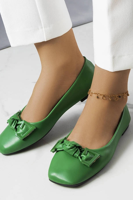 Grüne Ballerinas „Tabitha“ mit Schleife