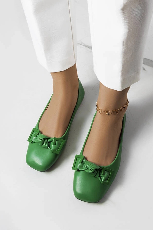 Grüne Ballerinas „Tabitha“ mit Schleife