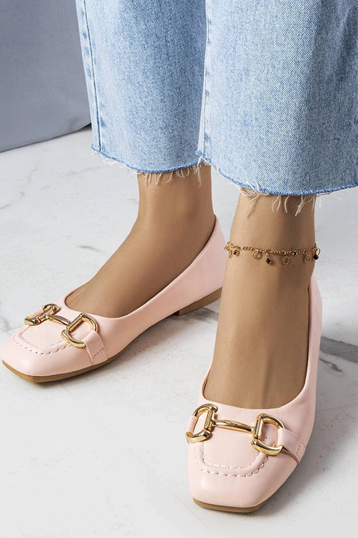 Rosa Ballerinas mit Goldverzierung Iris