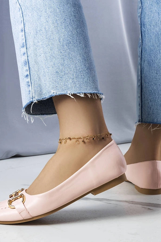 Rosa Ballerinas mit Goldverzierung Iris