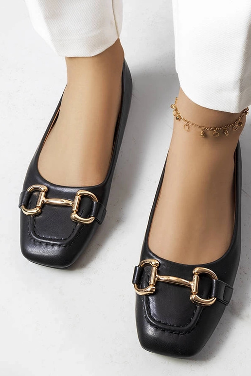 Schwarze Ballerinas mit goldener...