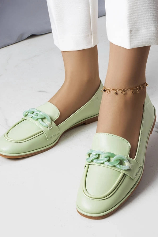 Grüne Bobbie-Loafer mit Ketten Grüne Bobbie-Loafer mit Ketten