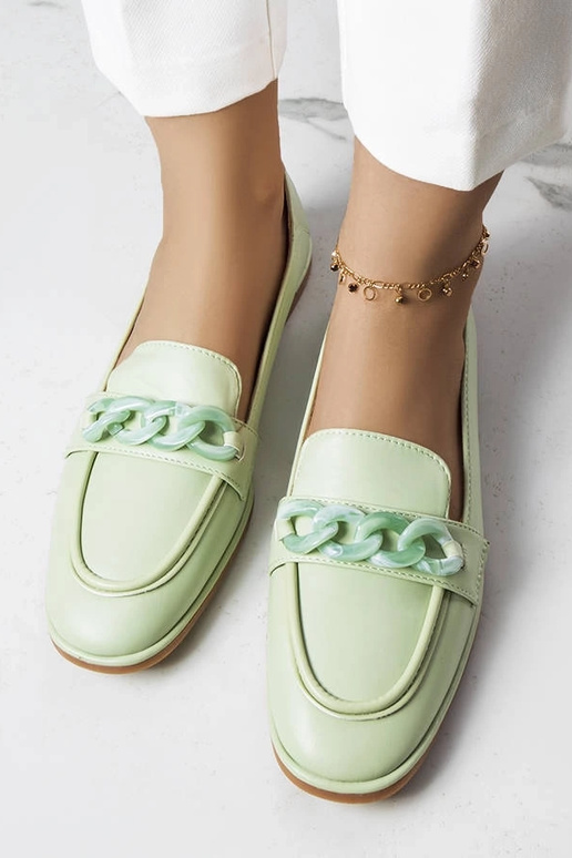 Grüne Bobbie-Loafer mit Ketten Grüne Bobbie-Loafer mit Ketten
