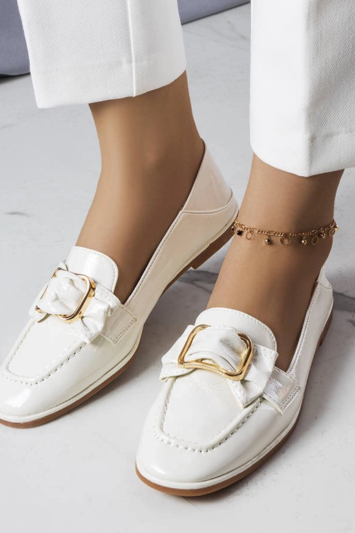 Mocassins vernis blancs avec boucle,...