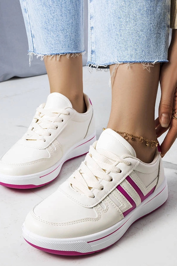 Creme sneakers med lyserøde...