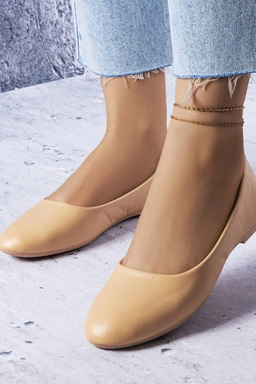 Ballerines beiges avec semelle intérieure en cuir Truchon