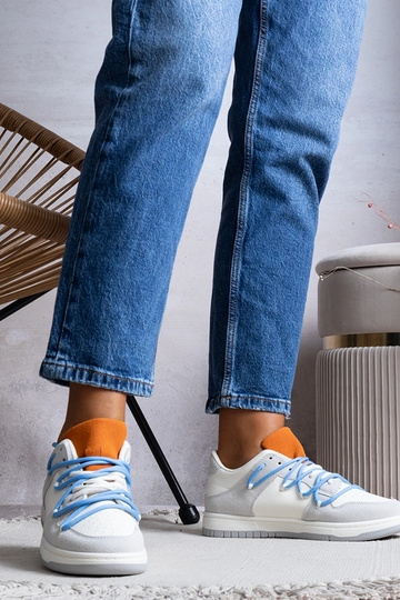 Graue Damen Sneakers blaue Schnürsenkel Arcobaleno 2