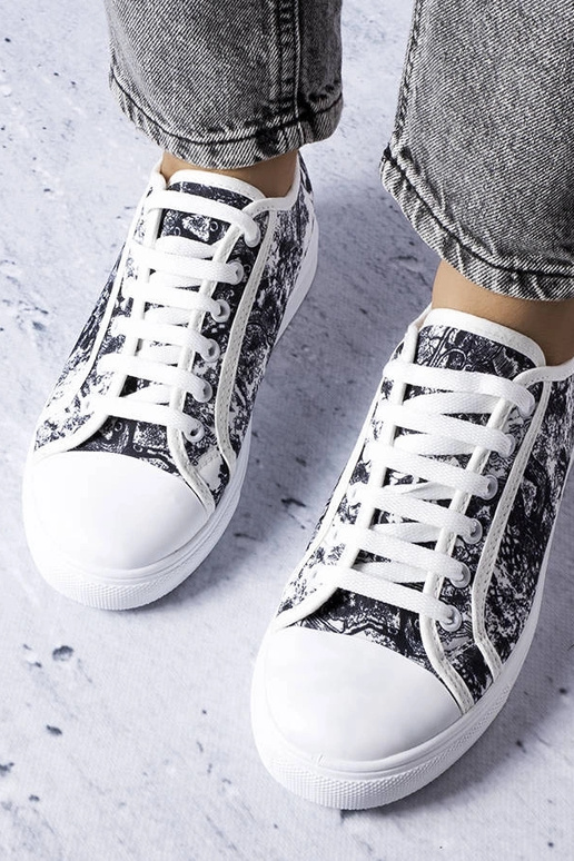 Sorte og hvide sneakers i Aucoin-stof Sorte og hvide sneakers i Aucoin-stof