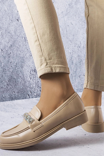 Beige Mokassins mit Zirkonen Colette 2
