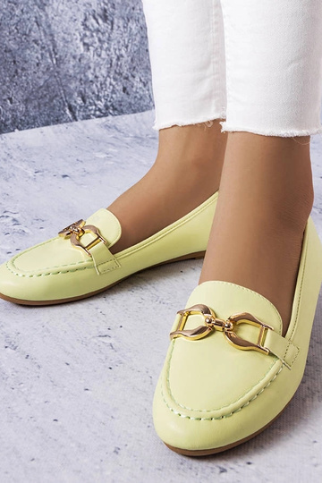 Groene mocassins met gesp,...