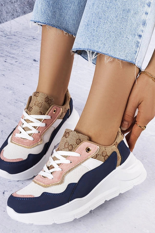 Marineblaue Sneakers mit goldenen... Marineblaue Sneakers mit goldenen...