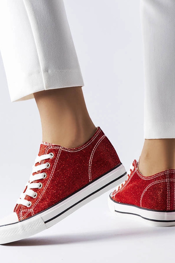 Rote Glitzer-Keilsneakers „Crete“ 2