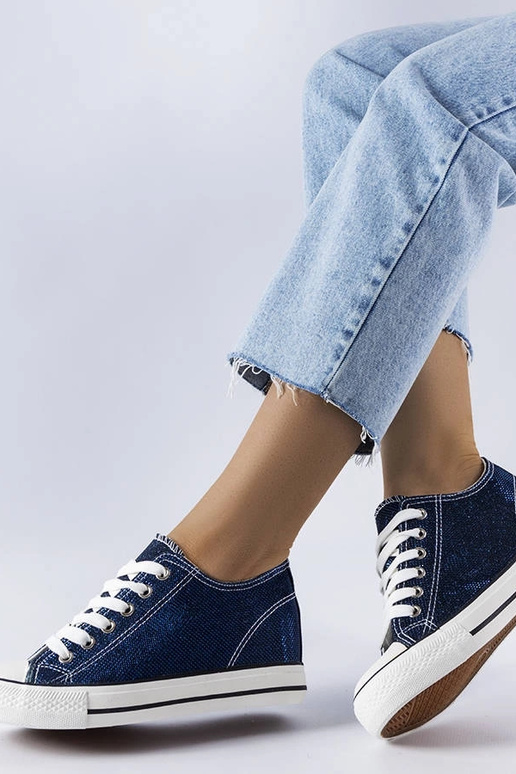 Marineblå glitter wedge sneakers Crete